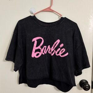 Barbie Tee in Black with Pink Logo